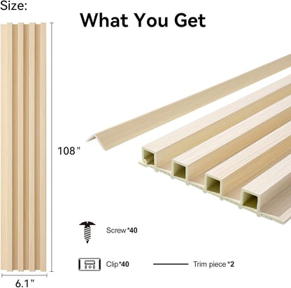8-Pack WPC Wall Panels 108’’ x 6.1’’ 3D Slat Wall Panel Acoustic Wall Paneling - Image 2
