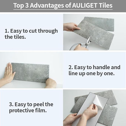 AULIGET 2-Piece Mountain Rock Peel and Stick Backsplash Wall Tiles, Laundry Room - Image 7