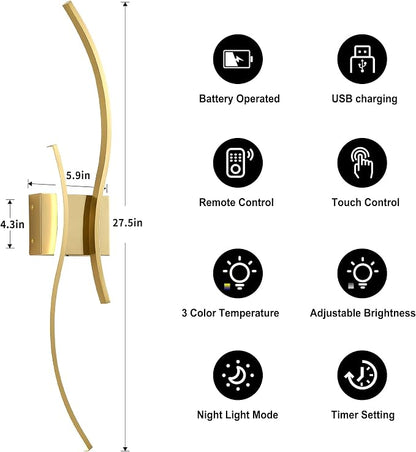 Battery Operated Wall Sconces Set of Two - Image 5