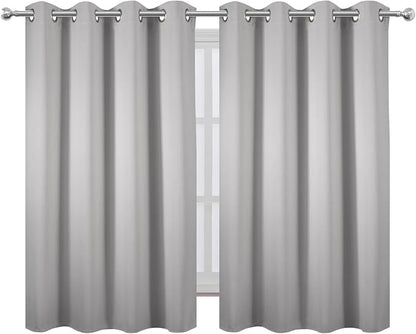 LEMOMO Blackout Curtains 66 x 54 Inch Long Light Grey Curtains Set of 2 Panels - Image 2