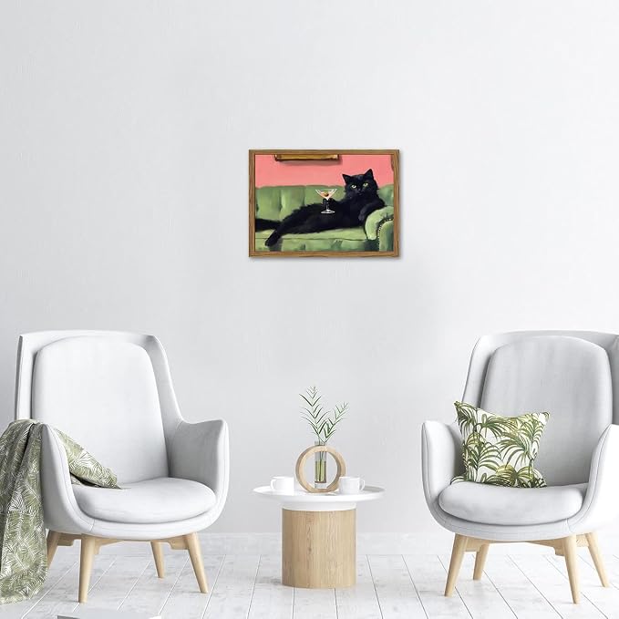 Funny Black Cat Martini Wall Art, Bar Cart Decor, Eclectic Cocktail Painting - Image 7