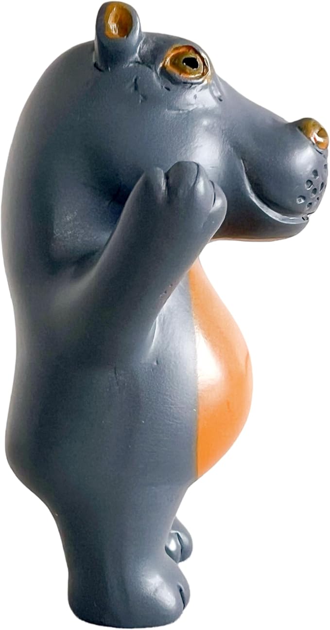 Jxueych Rebellious Hippo Figurine, Miniature Resin Hippo Standing 3.5 Inch, Adorable Mini Hippo - The Cutest Addition to Your Decor!