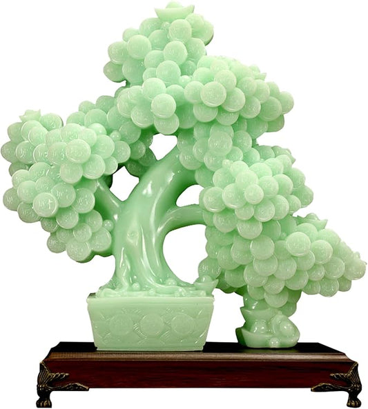 Top Resin Money Tree, Artificial Bonsai Tree, Handcrafted, Premium Quality, Feng Shui Gift for Abundance Luck and Success (Green)