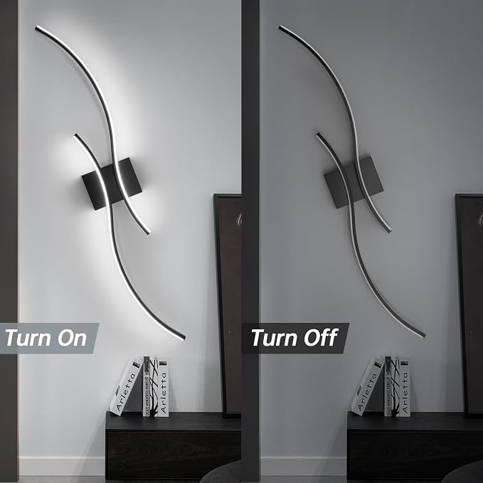 CANEOE Modern Led Wall Light, 39inch Black Indoor Led Wall Sconce Lighting - Image 5