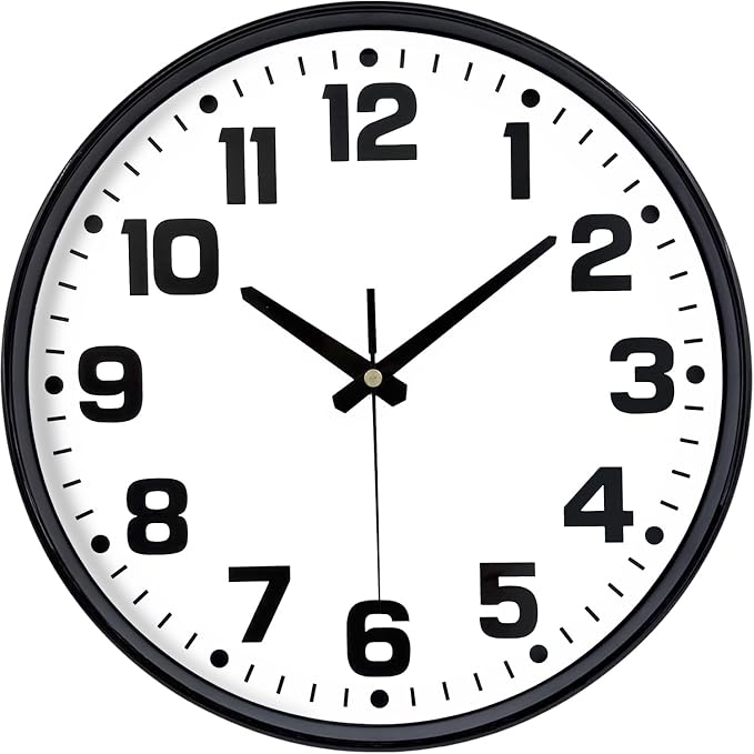 Modern Silent Wall Clock, 12 Inch Non-Ticking Battery Operated Clock, Round by MABPEDO