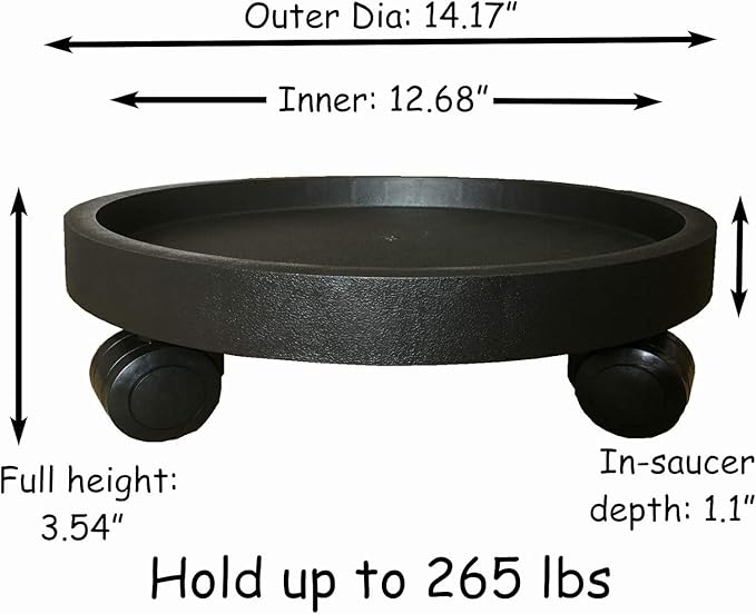 WanderingDonkey 2 Pack of 14 Inch Heavy Duty Plant Caddy with Wheels,Rolling Plant Stand Pot Trolley, Potted Flower Mover Dolly with Casters Round Coaster for Indoor Outdoor, Brown