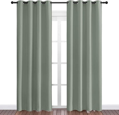 NICETOWN Greyish Green Blackout Curtains 86" Long - Image 2