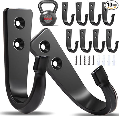 10Pcs Heavy Duty Wall Hooks for Hanging, Large Size Wall Hooks, Coat Hooks by WODEGIFT