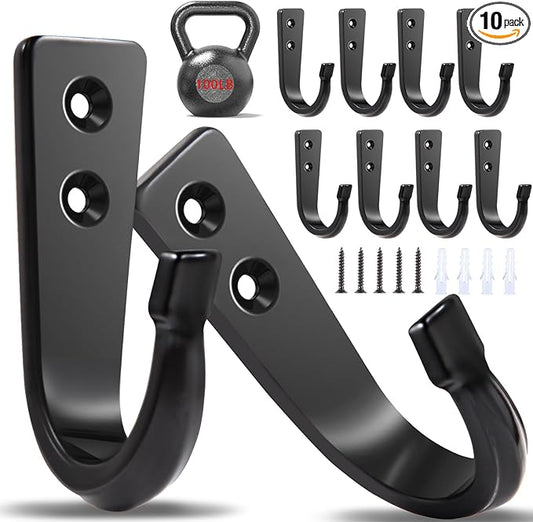 10Pcs Heavy Duty Wall Hooks for Hanging, Large Size Wall Hooks, Coat Hooks by WODEGIFT