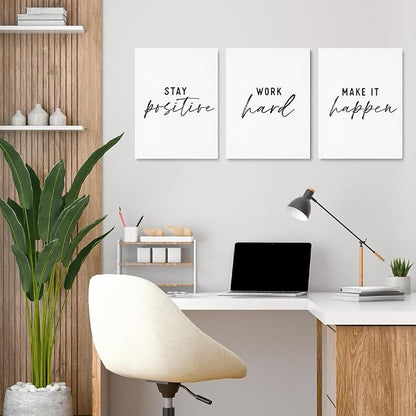 GUBIYU Black and White Inspirational Wall Art Stay Positive Work Hard Make it - Image 2