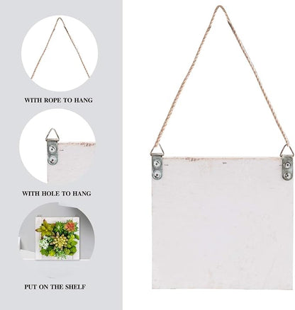 Hanging Wall Artificial Plants for Home Decor Indoor Faux Succulents in Wooden - Image 6