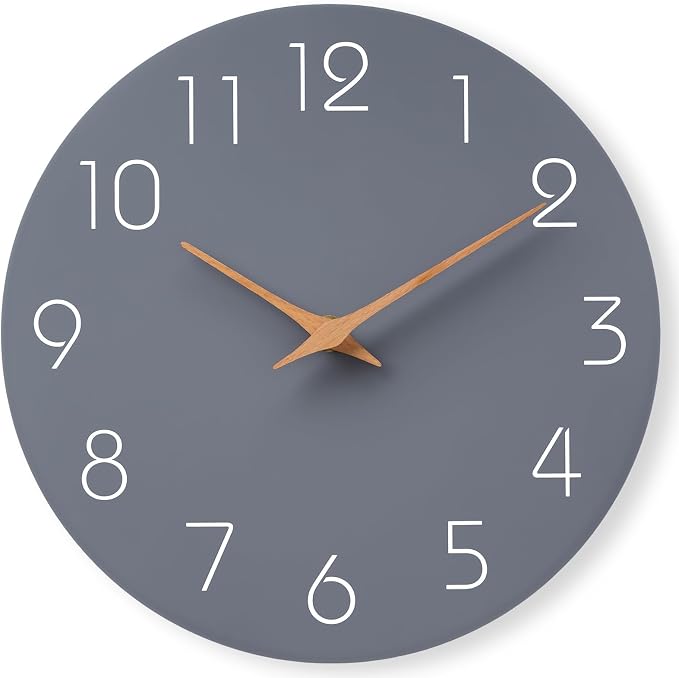 Mosewa Large Wall Clock 18 Inch Gray Modern Flatwood Silent Non Ticking Battery by MOSEWAWALLCLOCK