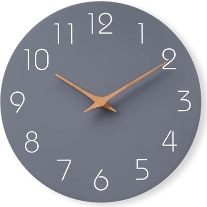 Mosewa Large Wall Clock 18 Inch Gray Modern Flatwood Silent Non Ticking Battery by MOSEWAWALLCLOCK