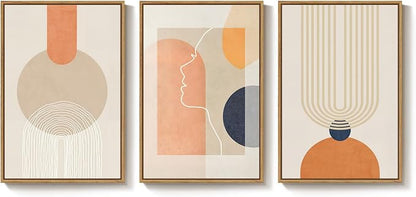 3 Piece Framed Abstract Boho Canvas Wall Art - Image 7
