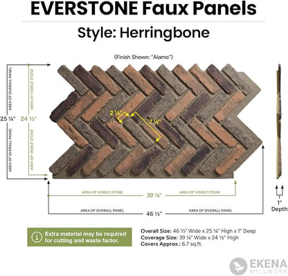 EverStone Herringbone Faux Brick Panel, 46 1/2"W x 25 1/4"H x 1"D, Terracotta - Image 2