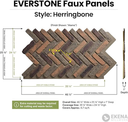 EverStone Herringbone Faux Brick Panel, 46 1/2"W x 25 1/4"H x 1"D, Old Town - Image 2