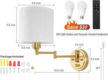 Plug in Wall Sconces with Remote Control, Dimming 10%-100% & Adjustable Colors - Image 5