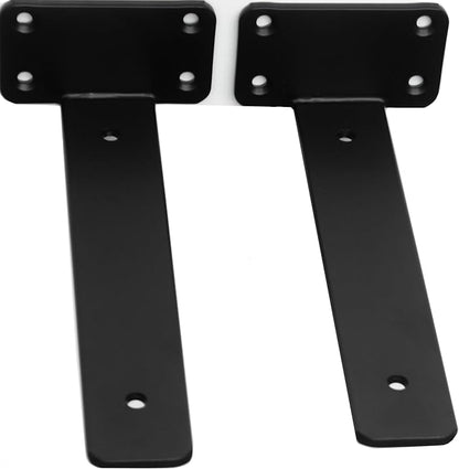 2 Pack - 10 inch Black Hidden L Shelf Bracket Iron Floating Shelf Brackets by MHMYDZ