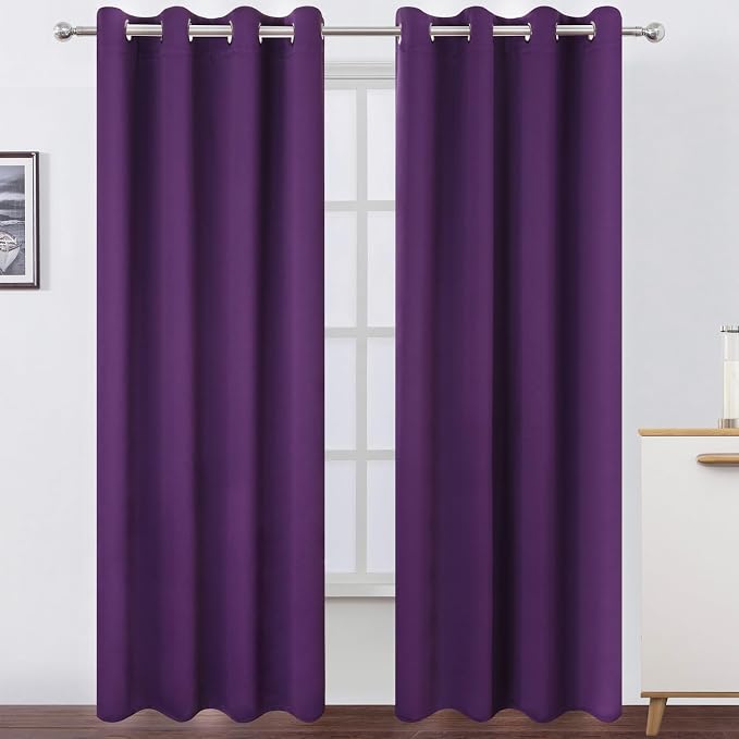 LEMOMO Blackout Curtains 52 x 90 Inch Long Purple Curtains Set of 2 Panels Room by Lemomo