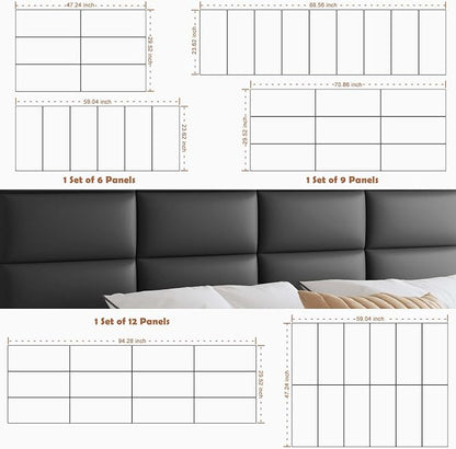 IFNOW Wall Mounted Upholstered Headboard King, 12 Panels 3D Peel and Stick - Image 3