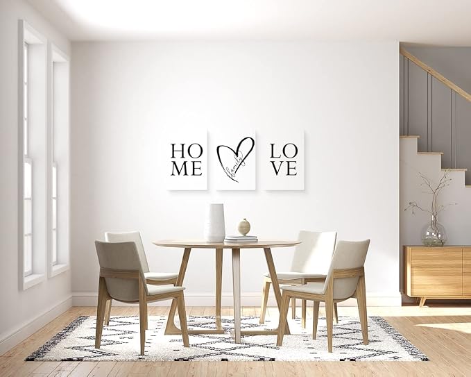 GUBIYU Home Love Wall Decor Set of 3 Prints Modern Black and White Wall Art - Image 6