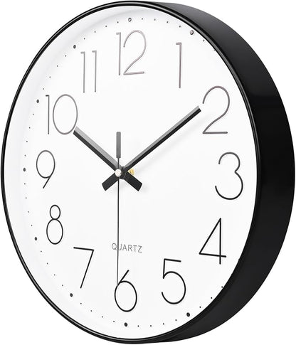 8 Inch Small Black Wall Clocks Silent Non Ticking Battery Operated - Image 5