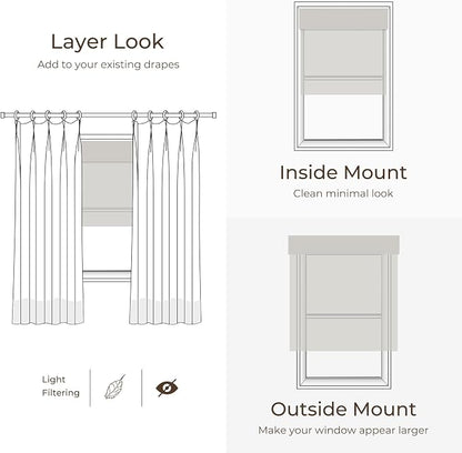 TWOPAGES Woven Bamboo Cordless Roman Shades, Custom No Drill or Motorized Blinds - Image 8