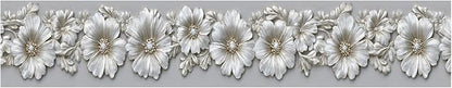 Silver Floral Wallpaper Border 196x4 Inch Peel and Stick Wall Border Metallic - Image 2