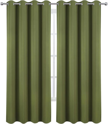 LEMOMO Blackout Curtains 52 x 120 Inch Long Olive Green Curtains Set of 2 - Image 2
