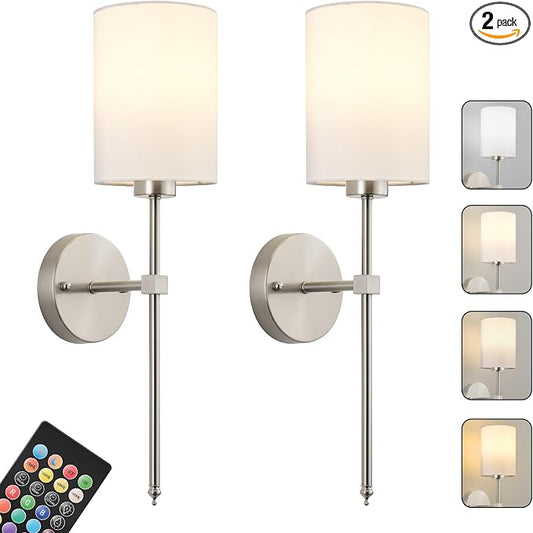 Battery Operated Wall Sconces Set of Two, Wireless Rechargeable Wall Light by KARTOOSH