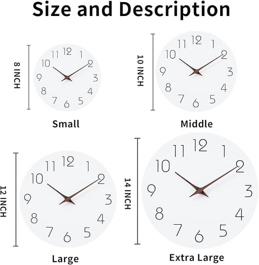 Mosewa Wall Clock 12 Inch Silent Non Ticking Battery Operated Wooden White - Image 2