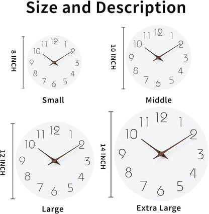 Mosewa Wall Clock 12 Inch Silent Non Ticking Battery Operated Wooden White - Image 2