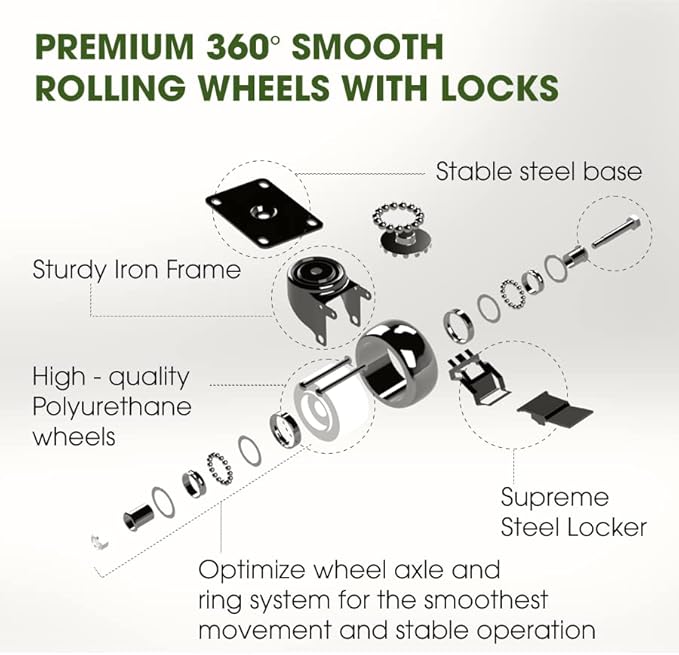Idzo 2-Pack 14 Inch Wood Plant Caddy with Wheels Heavy Duty, 264 lbs Acacia Hardwood Plant Caster Dolly Rolling Stand with 360° Lockable Wheels for Heavy Plant Pots and Outdoor Use