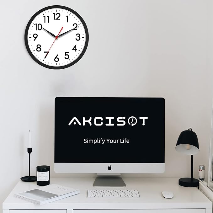 AKCISOT Wall Clock 10 Inch Silent Non-Ticking Modern Clocks Battery Operated - Image 6