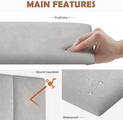 IFNOW Wall Mounted Upholstered Headboard Full, 3D Peel and Stick Soundproof - Image 3