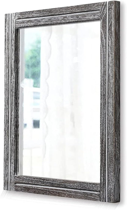 AAZZKANG Rustic Mirror Large 26"x18" Wood Framed Wall Mirrors Rectangle by AAZZKANG