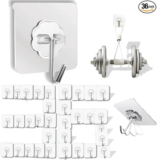 DDMY 36 Pack Heavy Duty Hooks Self Adhesive Large Hooks by DDMY