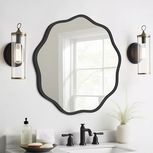 WallBeyond Round Wavy Mirror for Wall Decorative 20 inch, Modern Round Mirror by WallBeyond