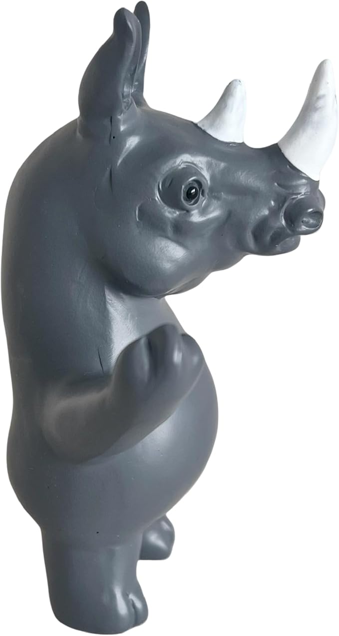 Jxueych Rebellious Rhino Figurine, Miniature Resin Rhino Standing 4 Inch, Adorable Mini Rhino - The Perfect Blend of Power and Charm for Your Home Decor!