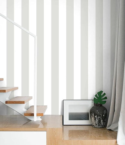 Guvana 17.7"x197" Striped Peel and Stick Wallpaper Grey and White Contact Paper by Guvana