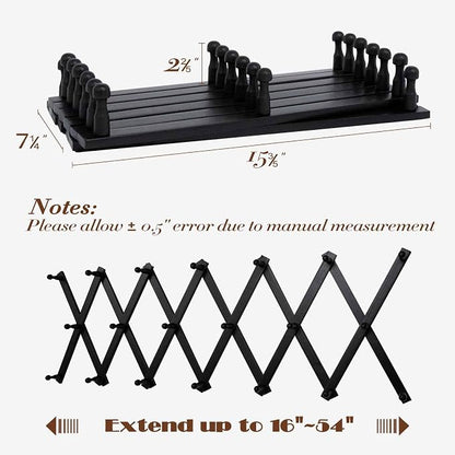 SCUNDA Wall Rack with 20 Hooks, Wooden Wall Expandable Coat Rack - Image 4