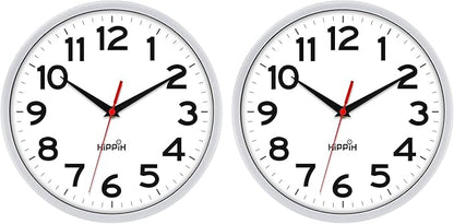 HIPPIH Wall Clock 2 Pack, 10 Inch Modern Wall Clocks Battery Operated, Non by HIPPIH