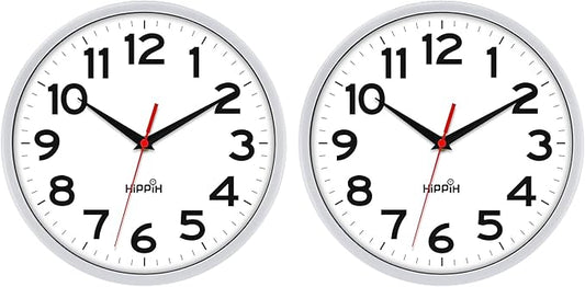 HIPPIH Wall Clock 2 Pack, 10 Inch Modern Wall Clocks Battery Operated, Non by HIPPIH
