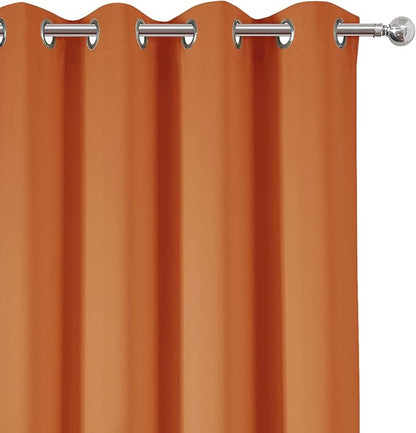 LEMOMO Orange Blackout Curtains 52 x 54 Inch Length/Set of 2 Curtain - Image 7