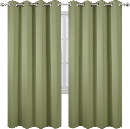 LEMOMO Blackout Curtains 66 x 72 Inch Long Sage Green Curtains Set of 2 Panels - Image 2