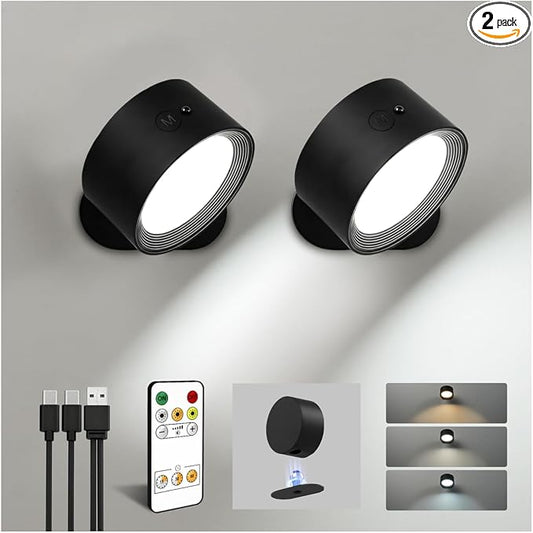 LED Wall Mounted Lights, Rechargeable Wall Sconces Lamp, 3 Color Temps & Remote by AMETHEUS