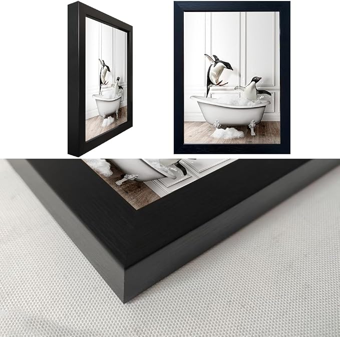 Framed Kids Bathroom Wall Decor Funny Bathroom Wall Art Black and White Canvas - Image 3