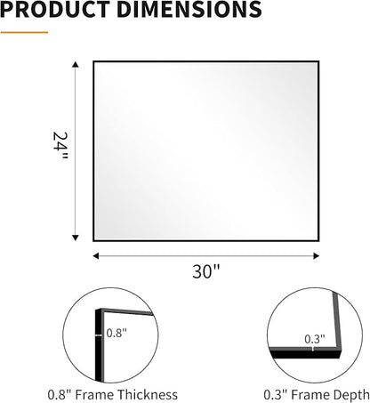 KOCUUY Black Mirror, 24x30 Inch Rectangle Bathroom Mirror - Image 11
