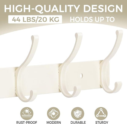 Dntorx Coat Rack Wall Mount, 2 Pack Coat Hooks Hanger Wall Double Hook Rack - Image 3