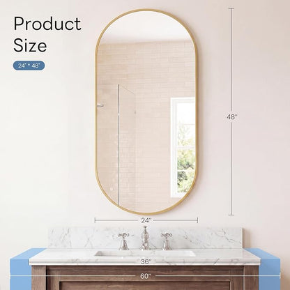 DUMOS 24" x 48" Oval Bathroom Mirror, Tempered Glass, Morden Vanity Mirror - Image 3